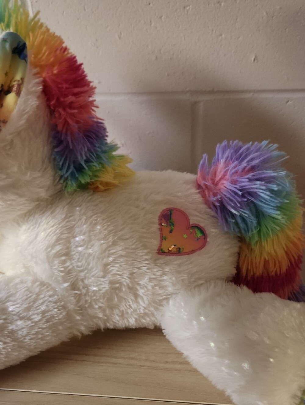 White Plush Unicorn Stuffed Animal with Pastel Hooves - Picture 5 of 5
